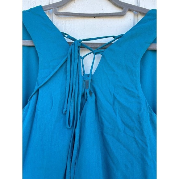 Chelsea 28 Blue, Sleeveless, A Line, Swing, Short Dress, Lace Up Neckline, Sz M - Picture 3 of 6